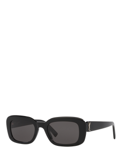 Yves Saint Laurent YS000525 Women's Rectangular Sunglasses, Black, Black