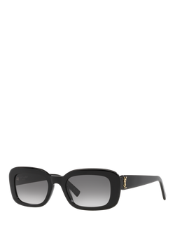 Yves Saint Laurent YS000525 Women's Rectangular Sunglasses, Black, Black