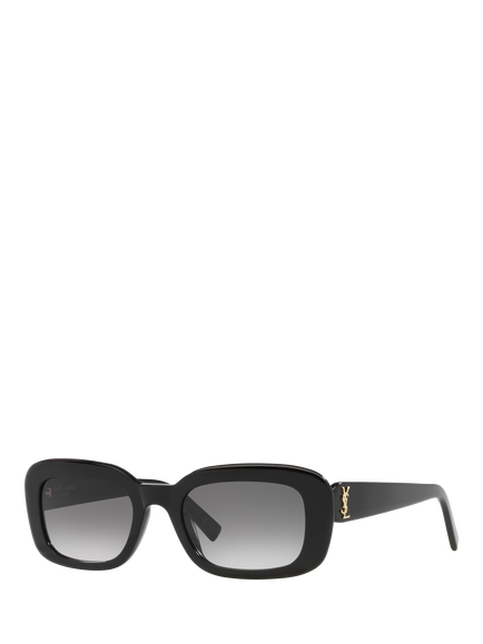 Yves Saint Laurent YS000525 Women's Rectangular Sunglasses, Black, Black