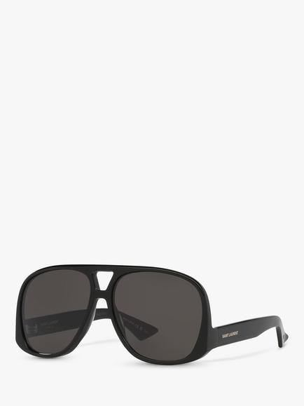 Yves Saint Laurent YS00055 Men's Aviator Sunglasses, Black, Black