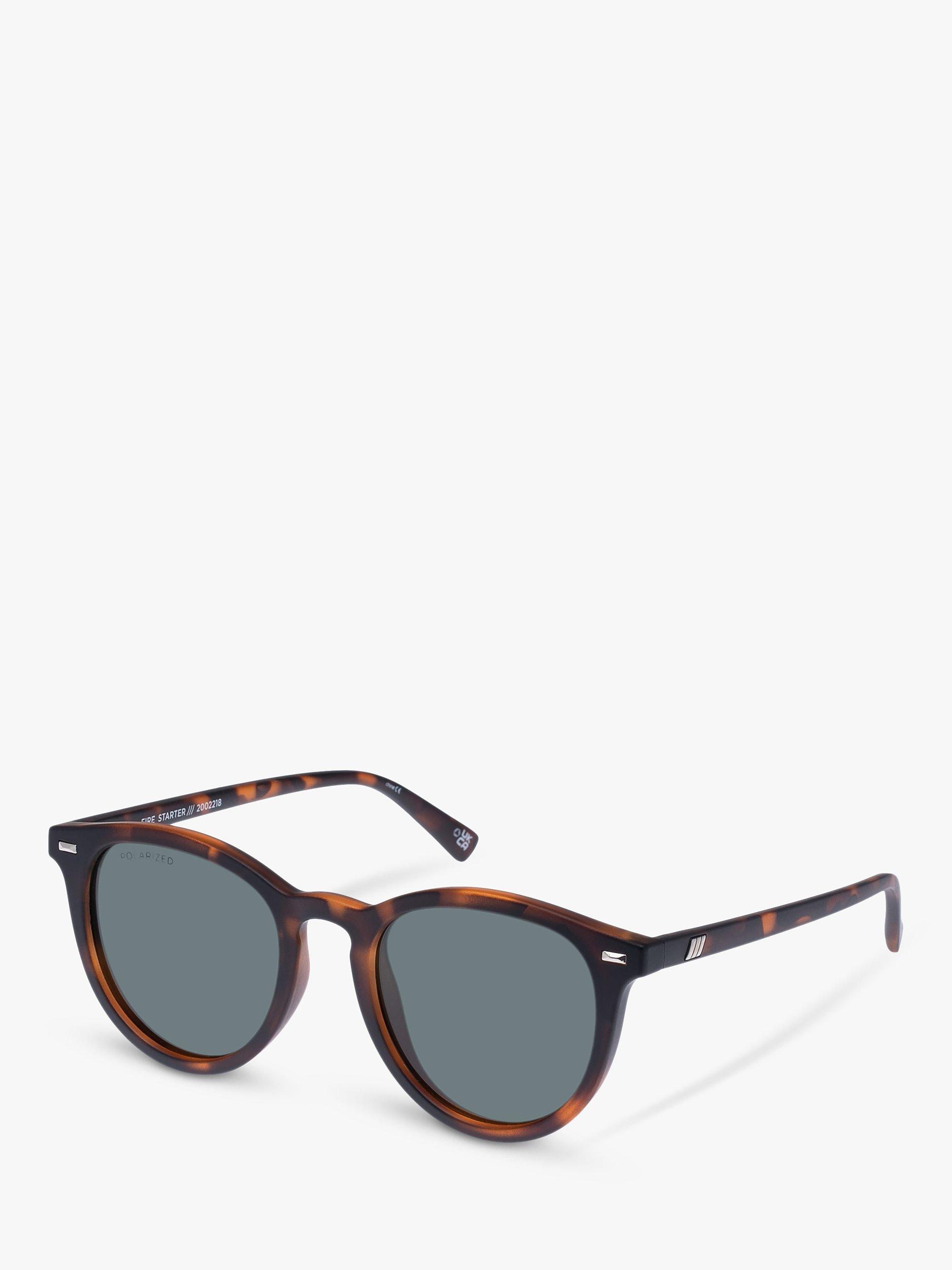 Product image 1 of 2, which shows Le Specs LSP2002218 Fire Starter Unisex Polarised Round Sunglasses, Matte Tortoise/Grey