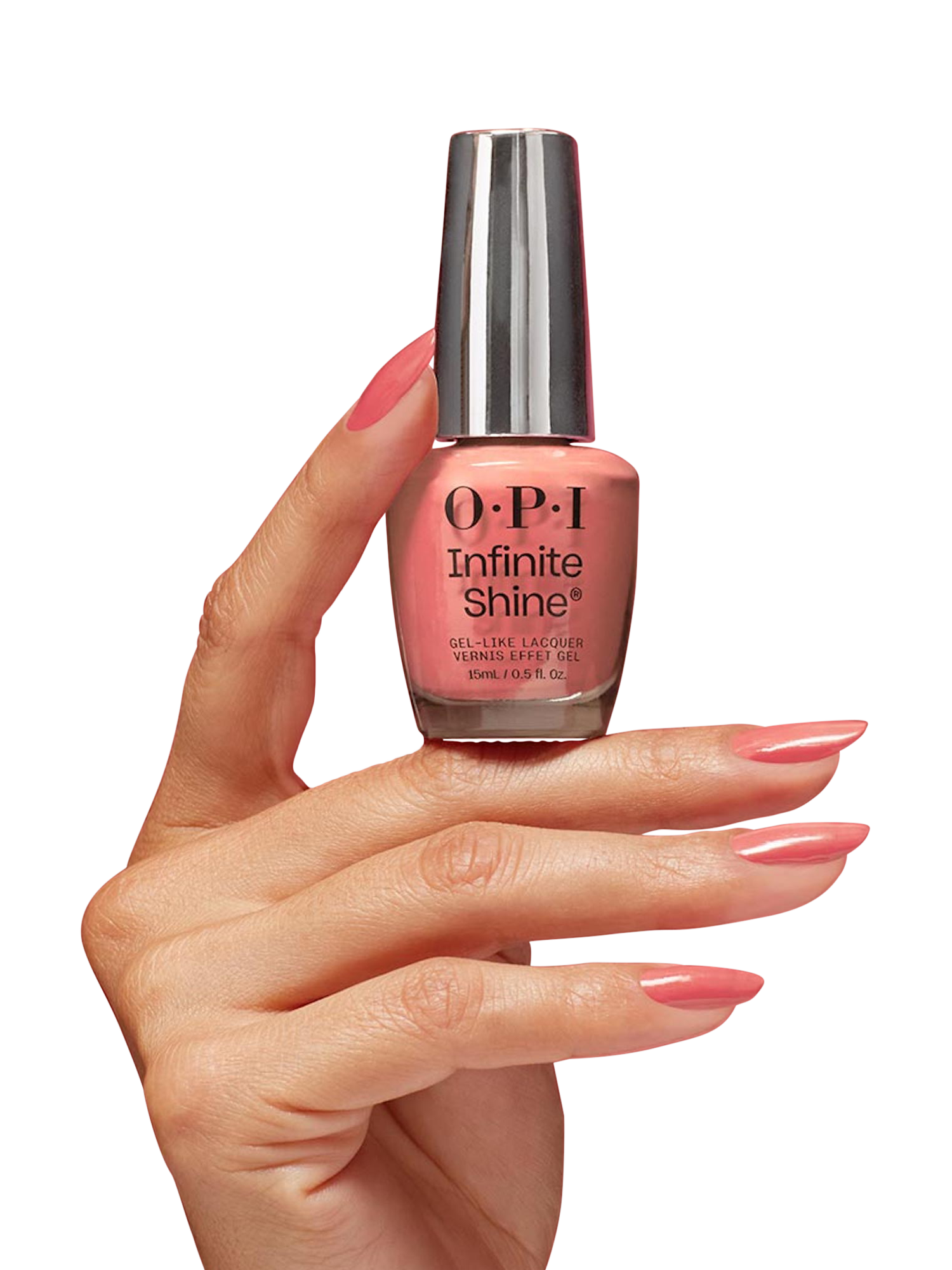 Product image 5 of 7, which shows OPI Infinite Shine Gel-Like Lacquer Nail Polish, Megawatt Hot
