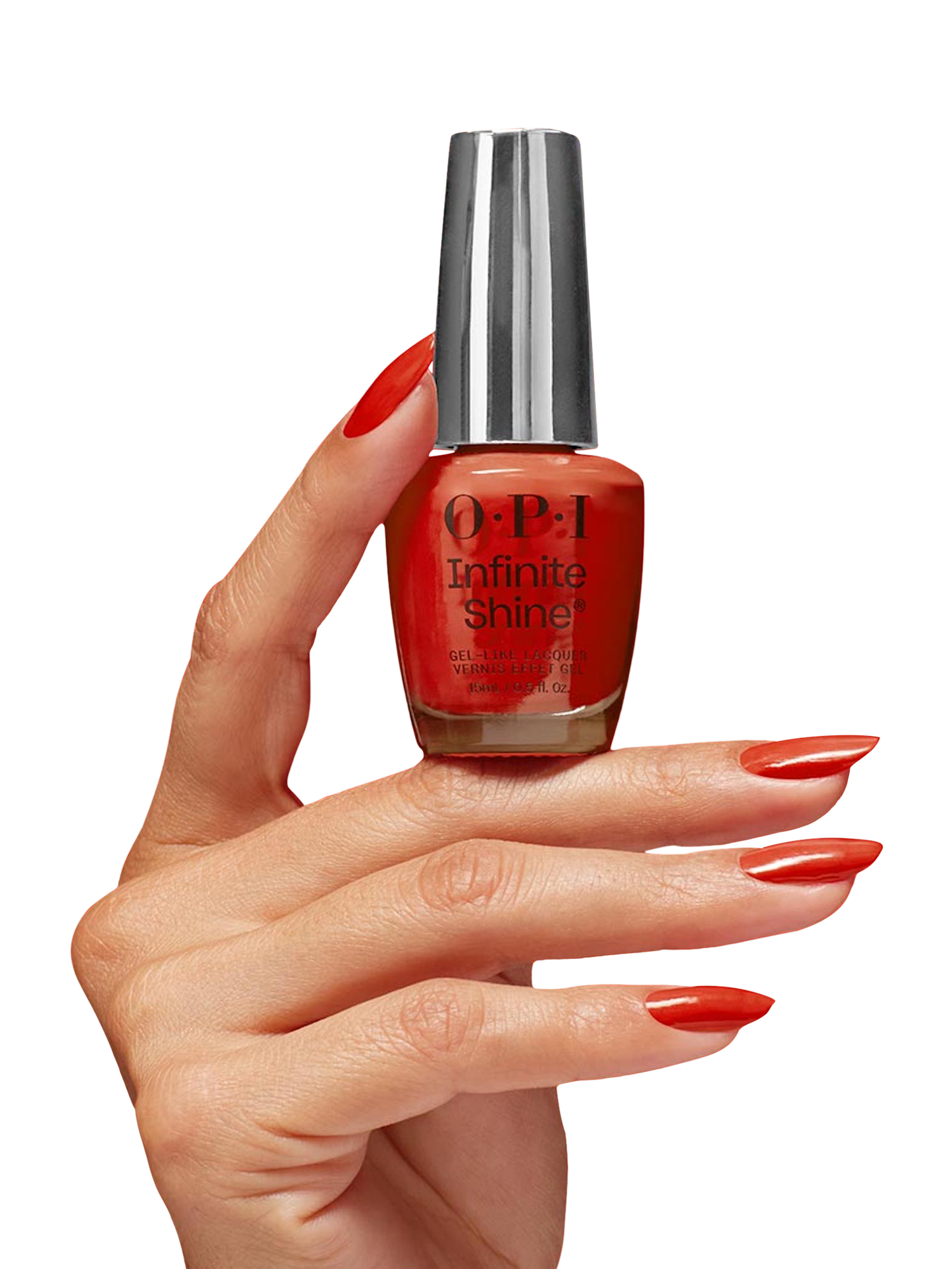 Product image 5 of 7, which shows OPI Infinite Shine Gel-Like Lacquer Nail Polish, Knock 'em Red