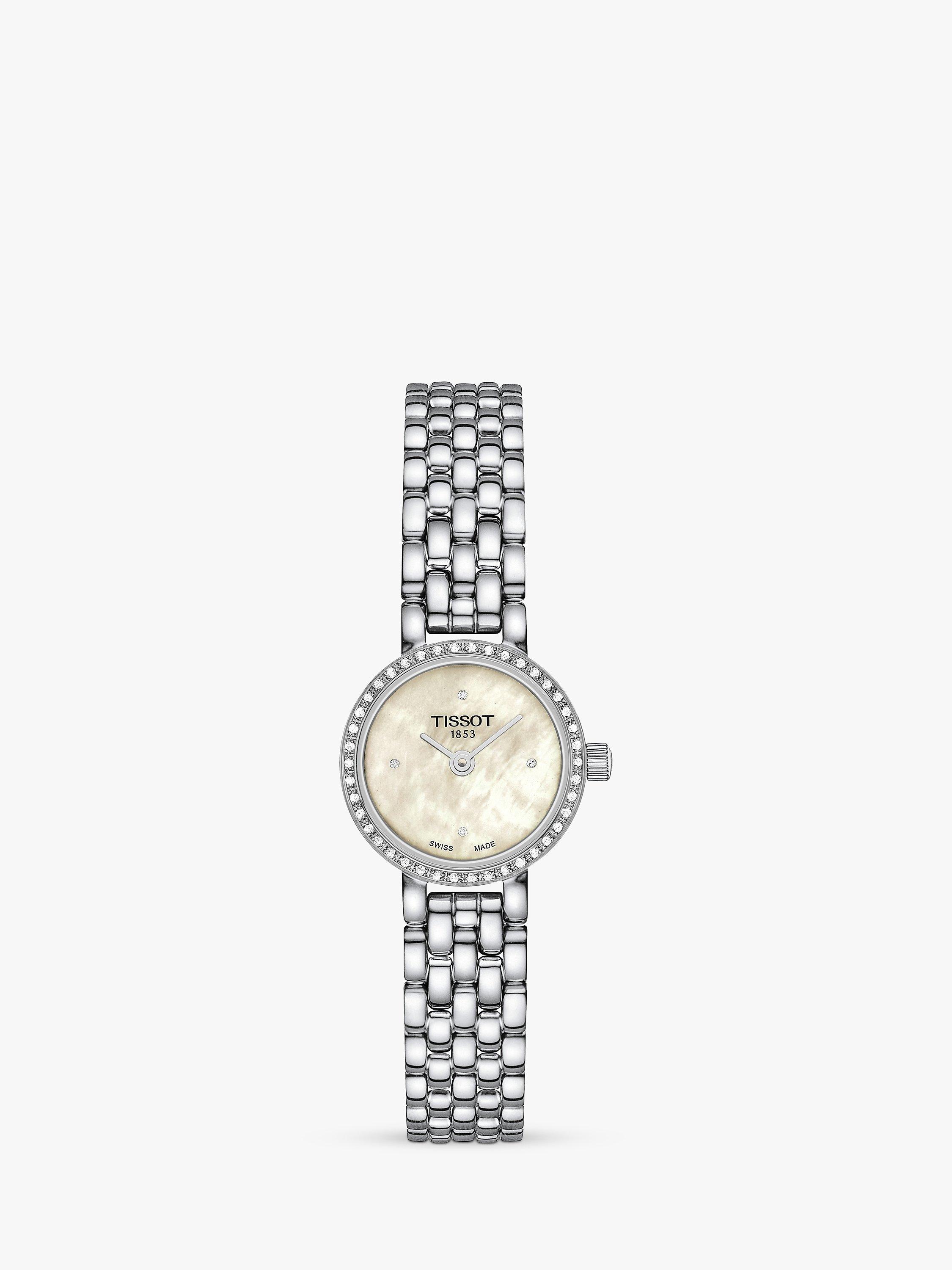 Product image 1 of 4, which shows Tissot T1400096111600 Lovely Women's Mother of Pearl Diamond Bracelet Strap Watch, Silver