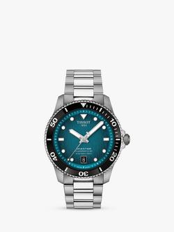 Tissot T1208071109100 Seastar Men's Powermatic 80 Bracelet Strap Watch, Silver/Graded Turquoise, Silver/Graded Turquoise