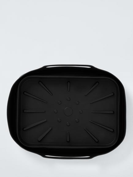 John Lewis Rectangular Silicone Non-Stick Reusable Air Fryer Liner, 23cm - view 2, Black