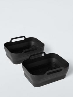 John Lewis Rectangular Silicone Non-Stick Reusable Air Fryer Liner, Set of 2, 23cm, Black