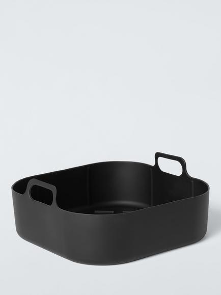 John Lewis Square Silicone Non-Stick Reusable Air Fryer Liner, 22cm, Black