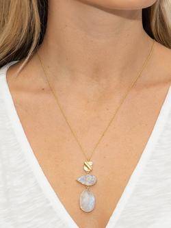 Sarah Alexander Rainbow Moonstone Drop Pendant Necklace, Gold - view 2, Yellow Gold