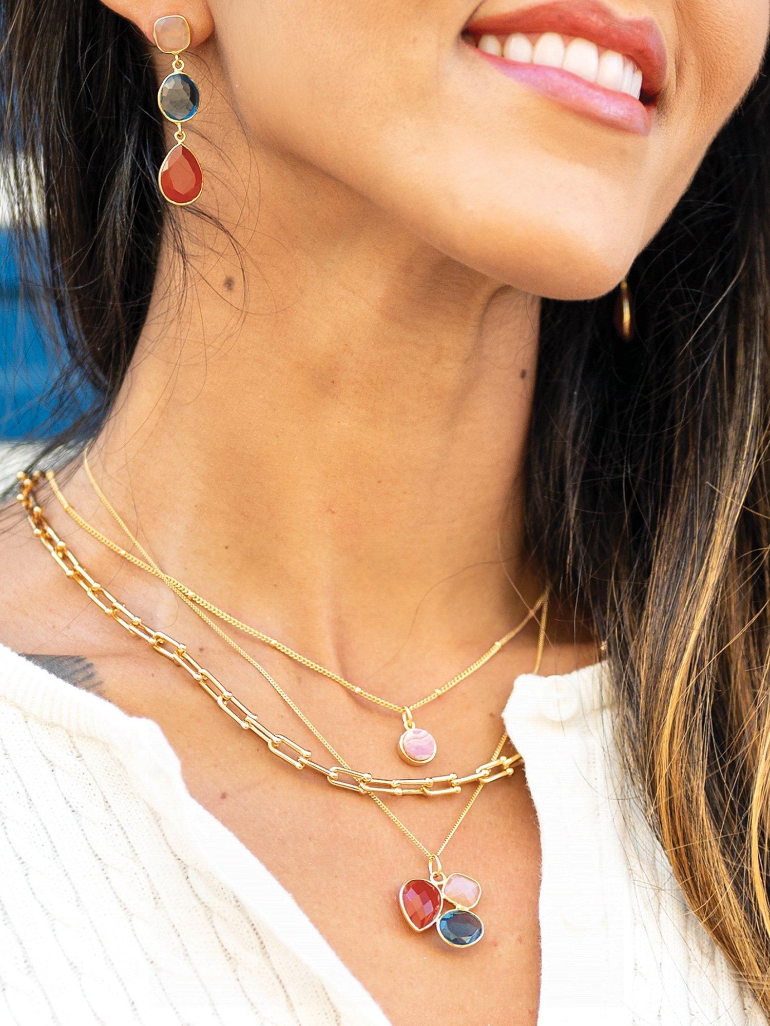 Product image 2 of 4, which shows Sarah Alexander Santiago Gemstone Pendant Necklace, Gold