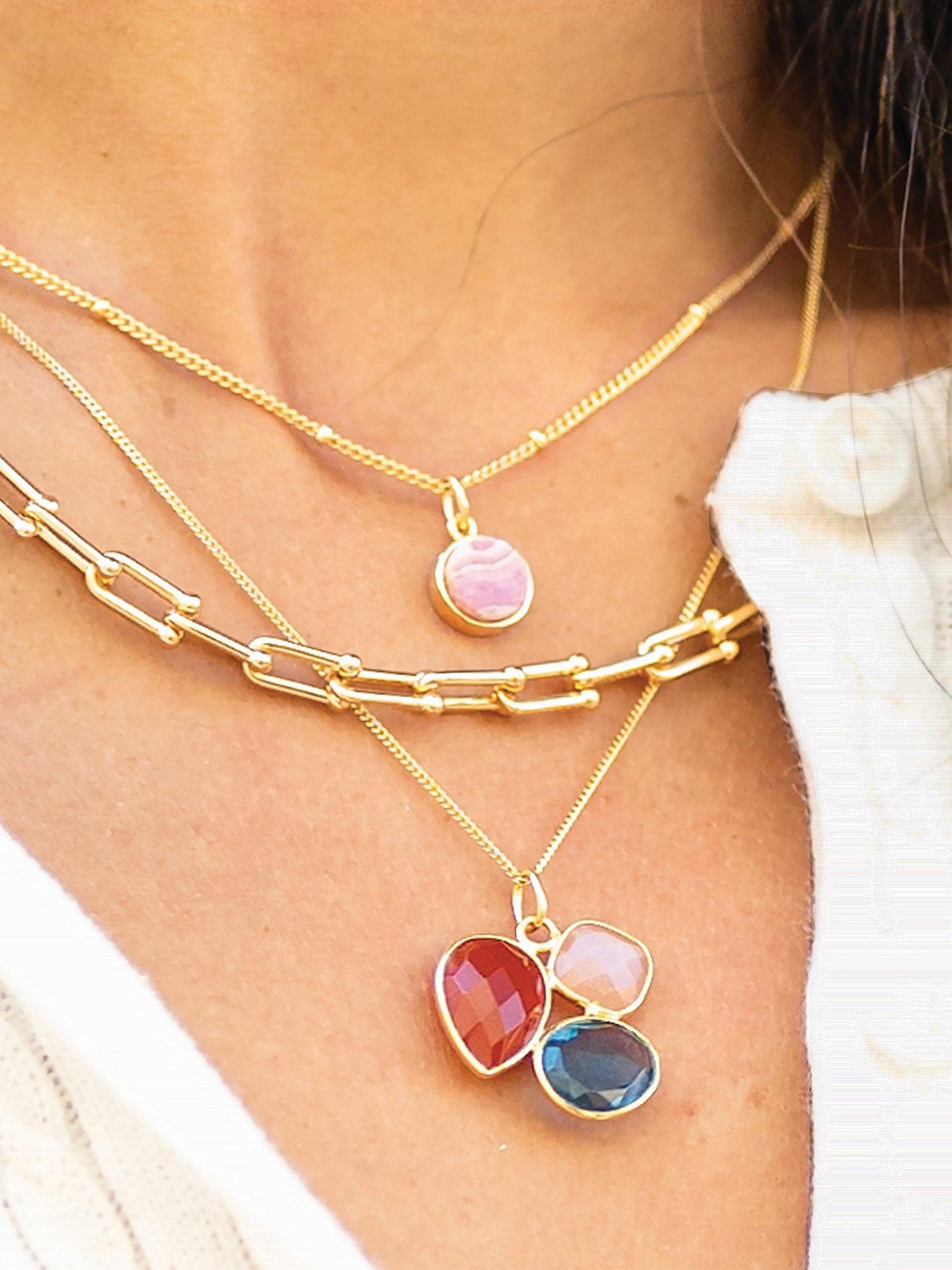 Product image 3 of 4, which shows Sarah Alexander Santiago Gemstone Pendant Necklace, Gold