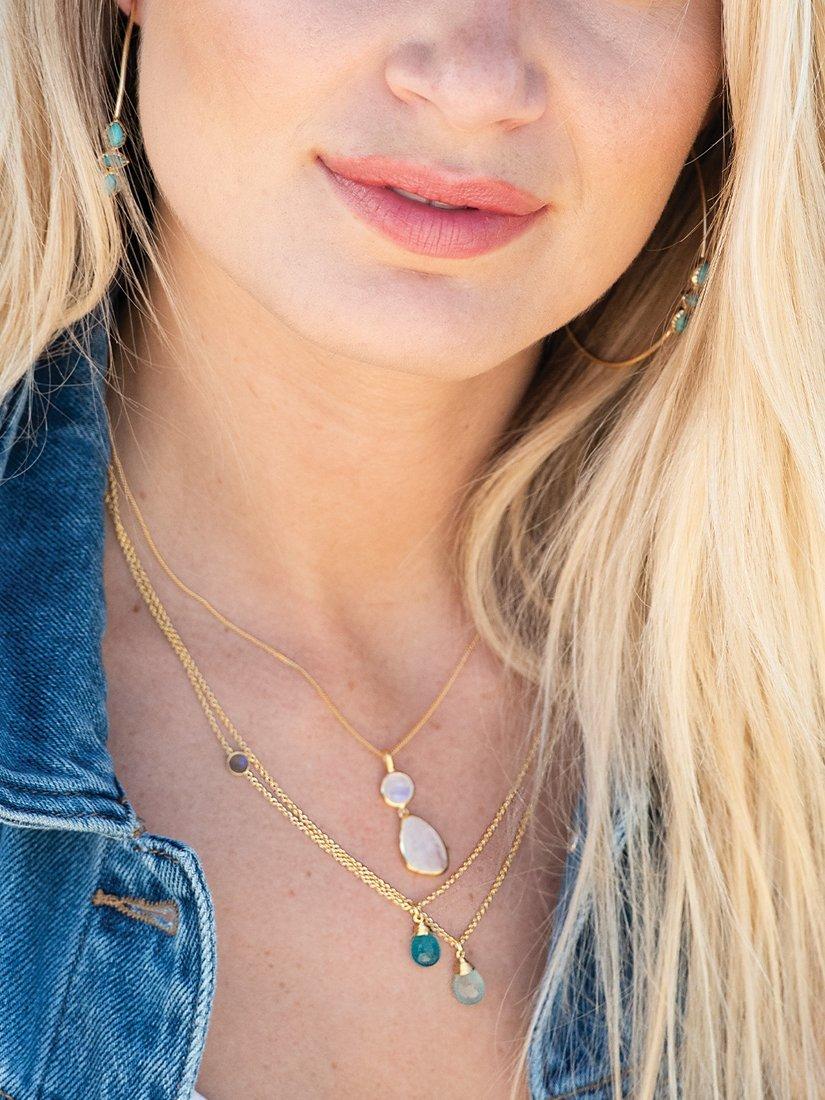 Product image 2 of 4, which shows Sarah Alexander Beach House Gemstone Layered Necklace, Gold