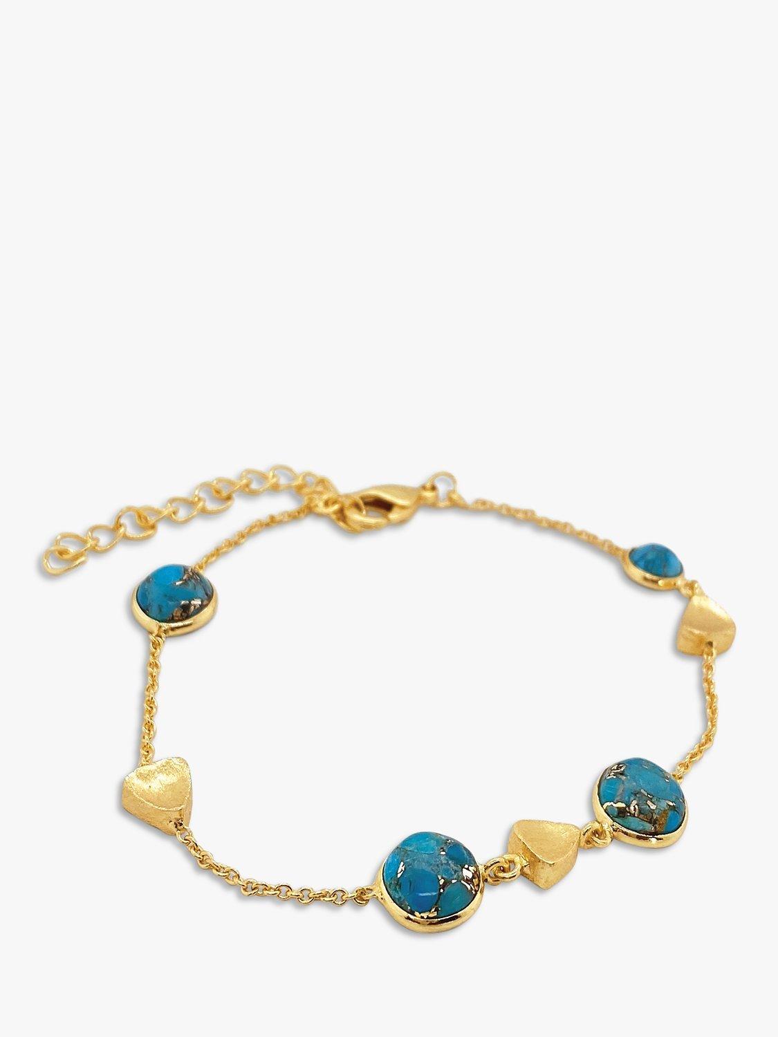 Product image 1 of 4, which shows Sarah Alexander Copper Turquoise Gemstone Bracelet, Gold