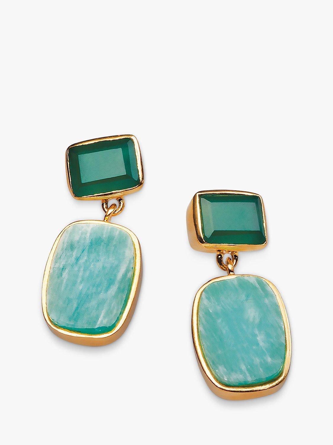 Product image 1 of 4, which shows Sarah Alexander Bengal Breeze Gemstone Drop Earrings, Gold