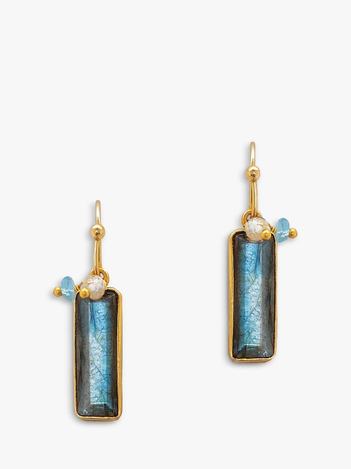Product image 1 of 4, which shows Sarah Alexander Nordic Nights Gemstone Drop Earrings, Gold