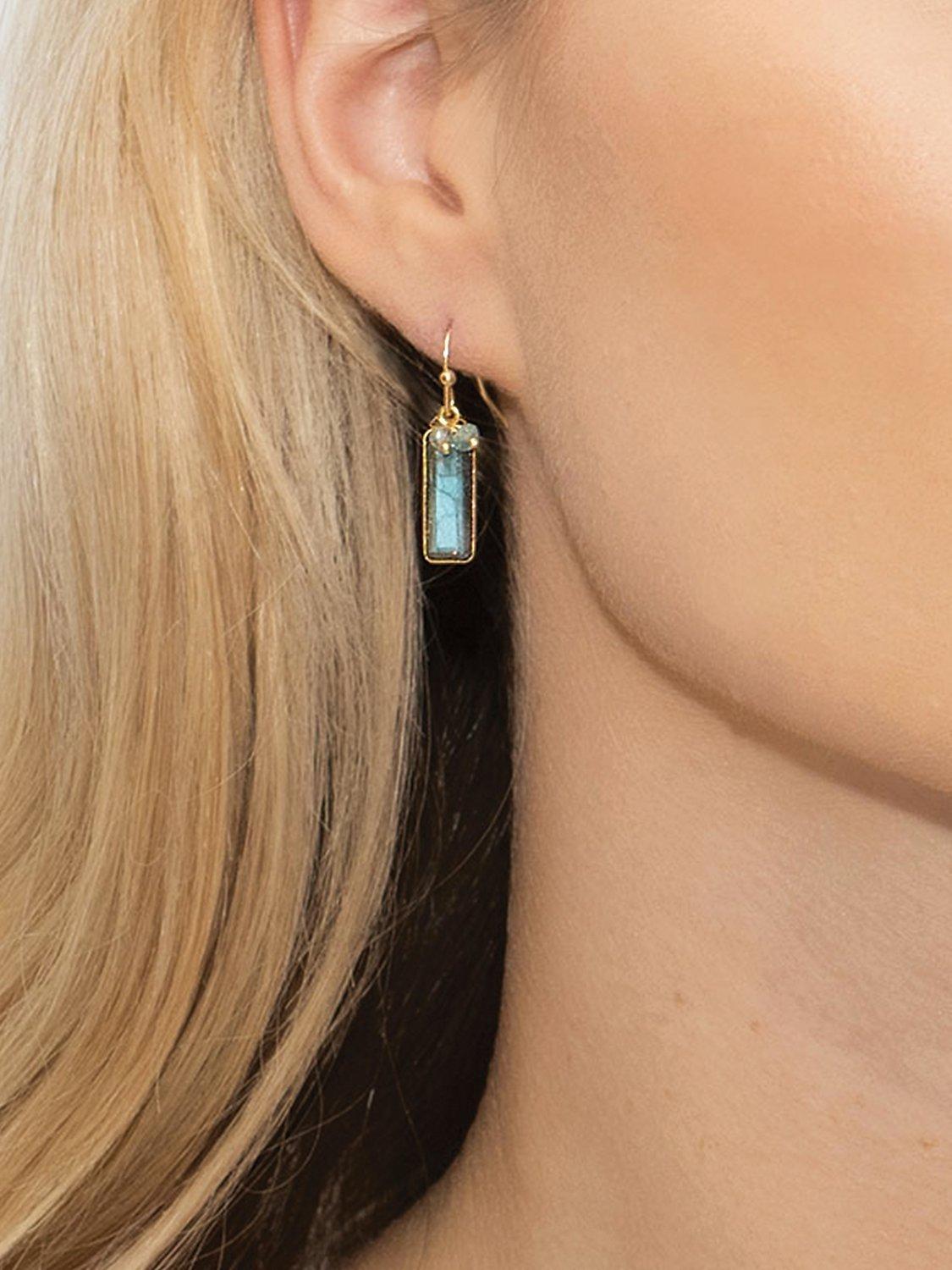 Product image 3 of 4, which shows Sarah Alexander Nordic Nights Gemstone Drop Earrings, Gold
