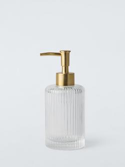 John Lewis Fluted Glass Soap Dispenser, Clear, Clear