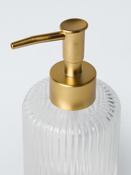 John Lewis Fluted Glass Soap Dispenser, Clear - view 2, Clear