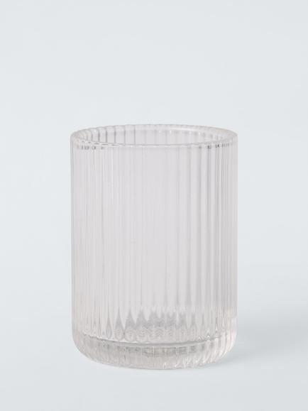 John Lewis Fluted Glass Bathroom Tumbler, 230ml, Clear, Clear