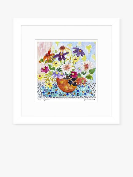 John Lewis Emma Burnett 'The Orange Vase' Framed Print & Mount, 33.5 x 33.5cm, Orange/Mul, Orange/Multi