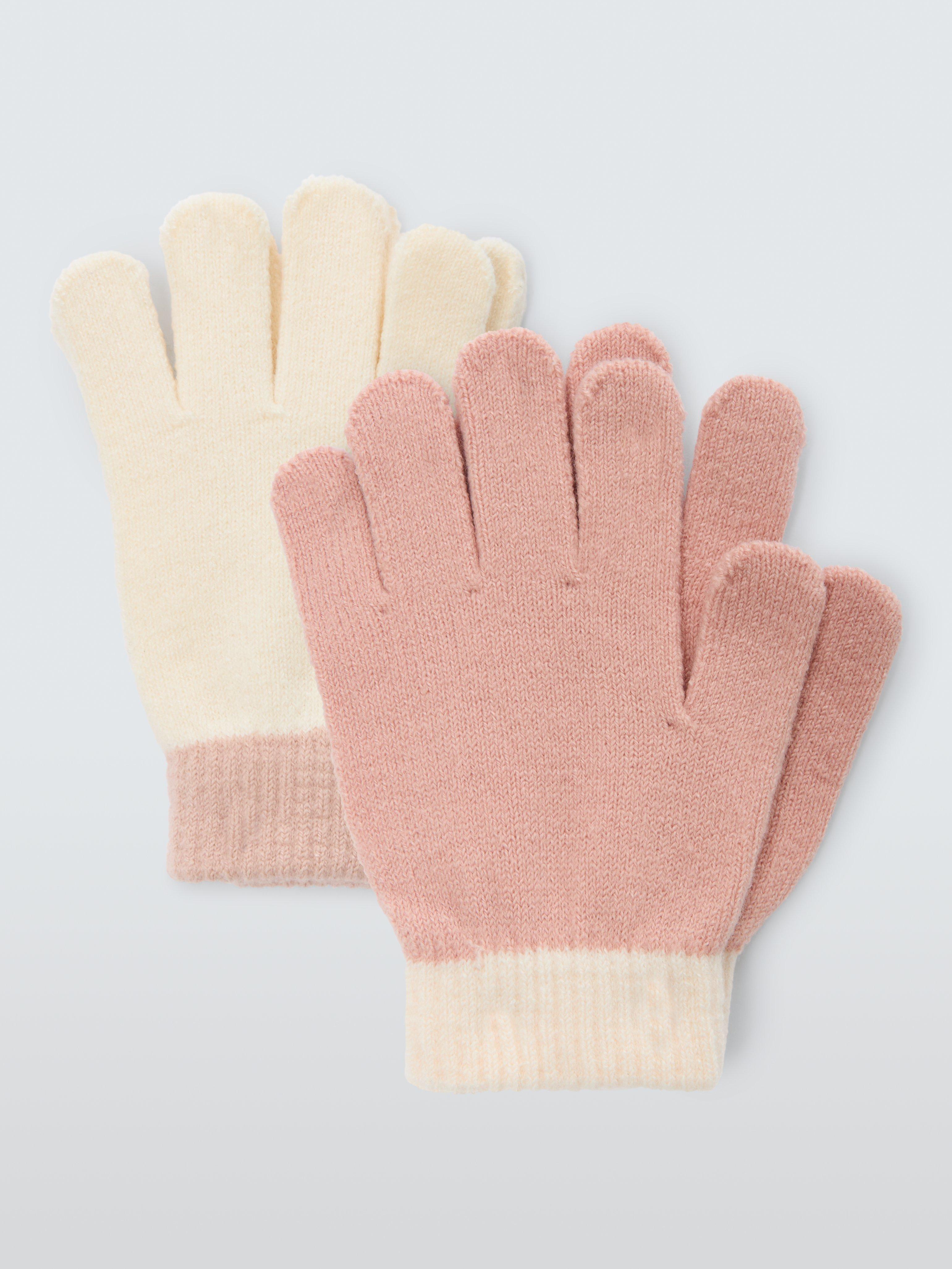Product image 1 of 4, which shows John Lewis ANYDAY Kids' Knitted Gloves, Pack of 2, Pink