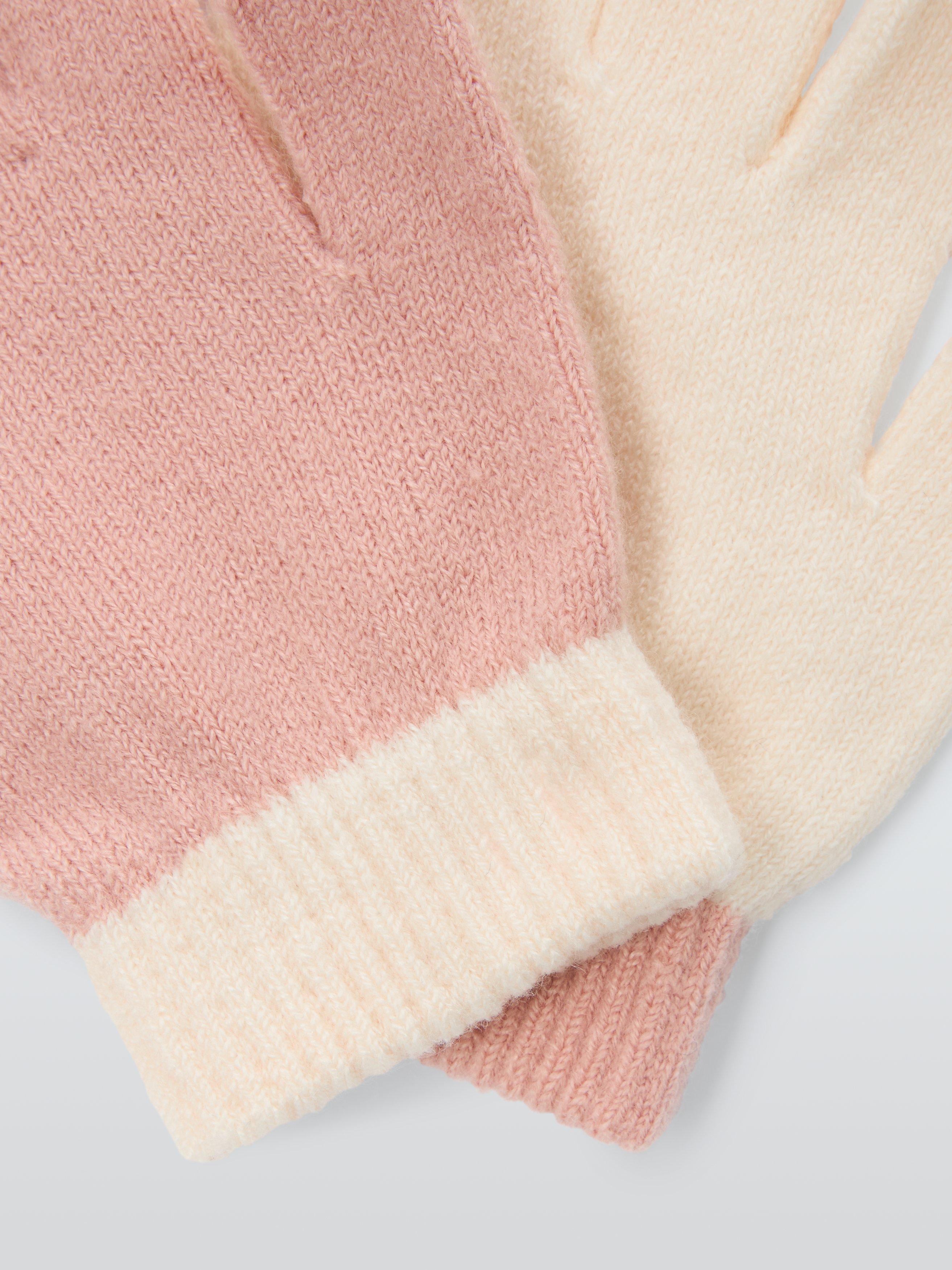 Product image 2 of 4, which shows John Lewis ANYDAY Kids' Knitted Gloves, Pack of 2, Pink