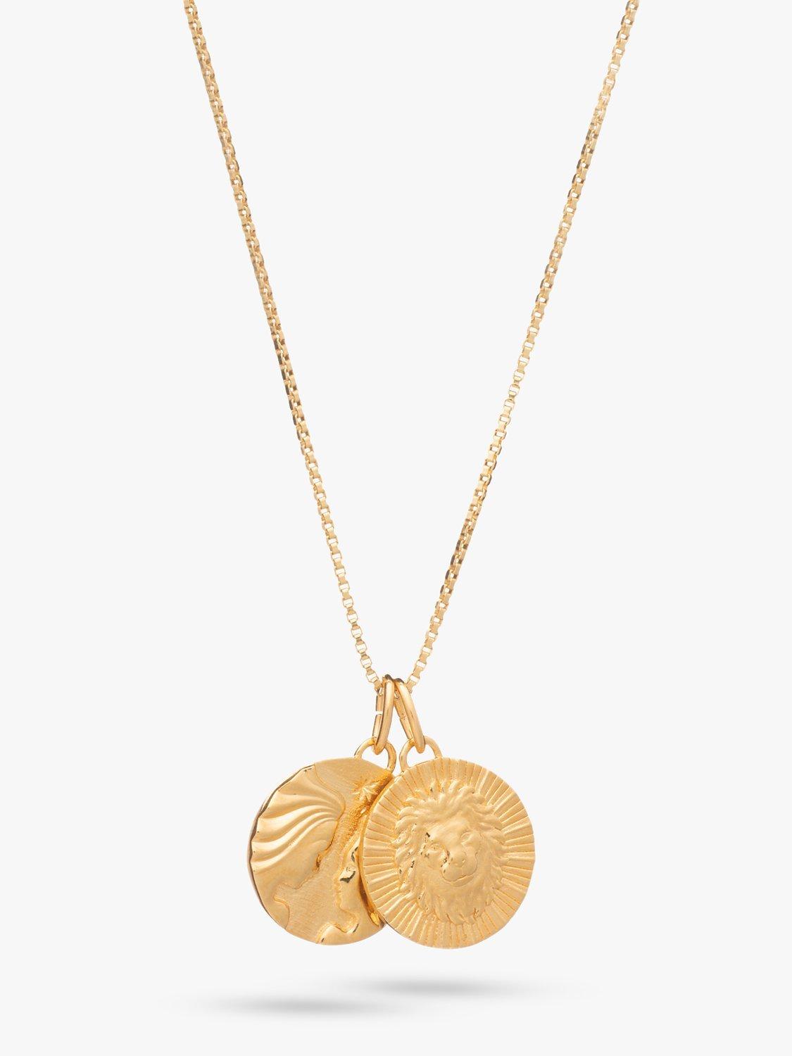 Product image 1 of 6, which shows Rachel Jackson London Zodiac Art Coin Personalised Duo Necklace, Gold