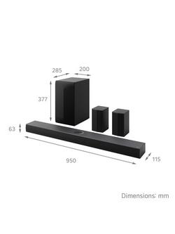 LG US70TR Bluetooth Soundbar with Dolby Atmos, DTS:X, Wireless Subwoofer & Rear Speakers, Black - view 2, Black