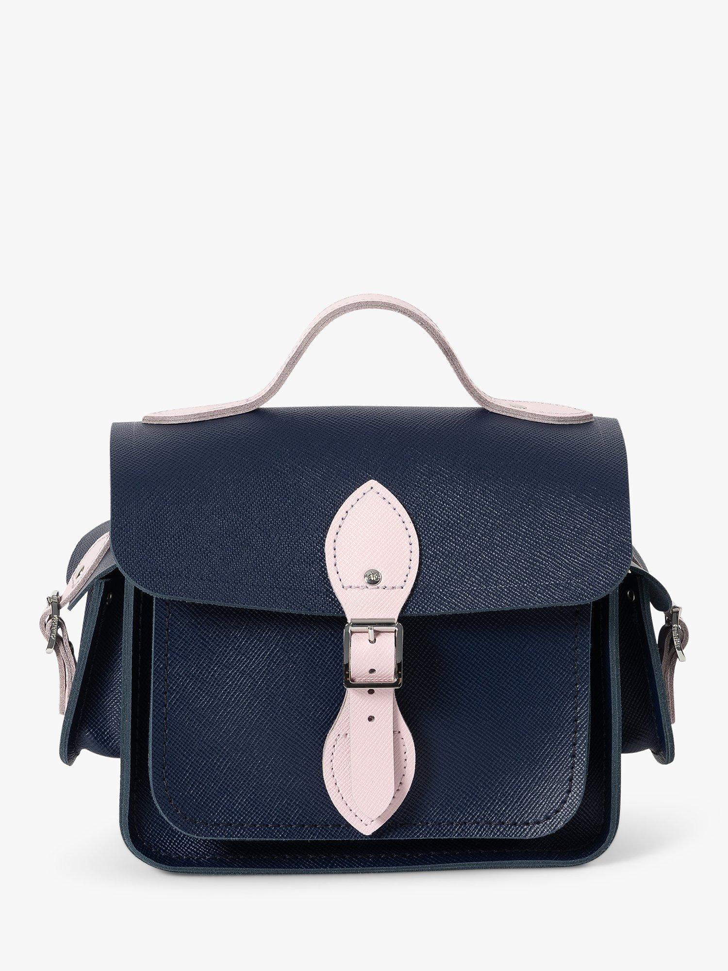 Product image 1 of 9, which shows Cambridge Satchel The Small Traveller Leather Bag, Blueberry Pink Saffiano