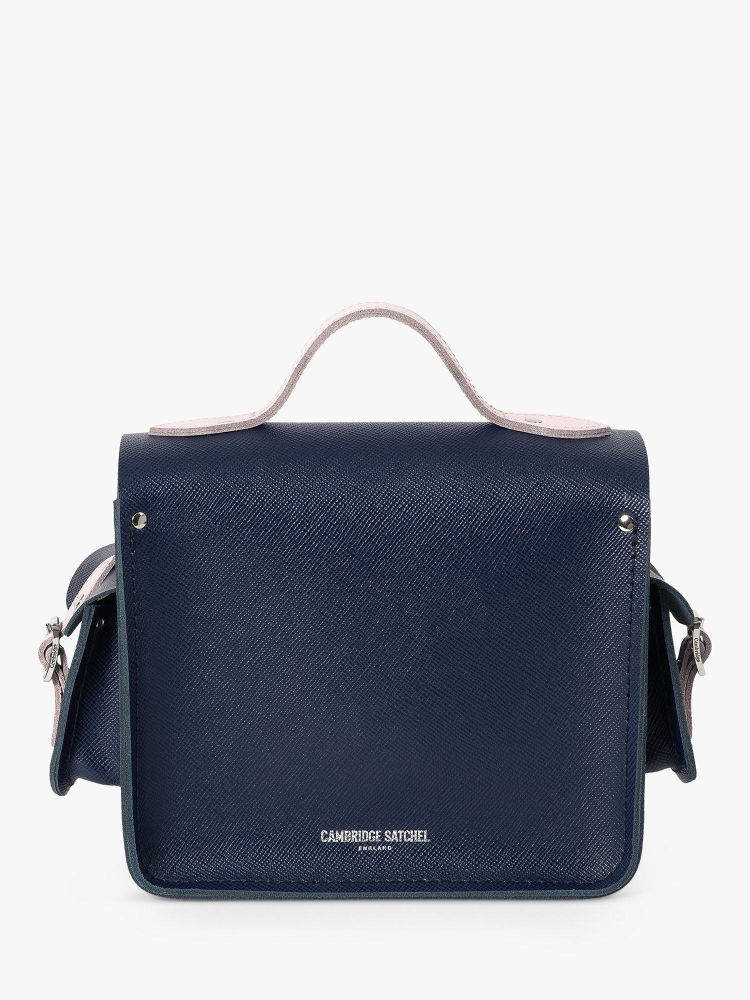 Product image 3 of 9, which shows Cambridge Satchel The Small Traveller Leather Bag, Blueberry Pink Saffiano