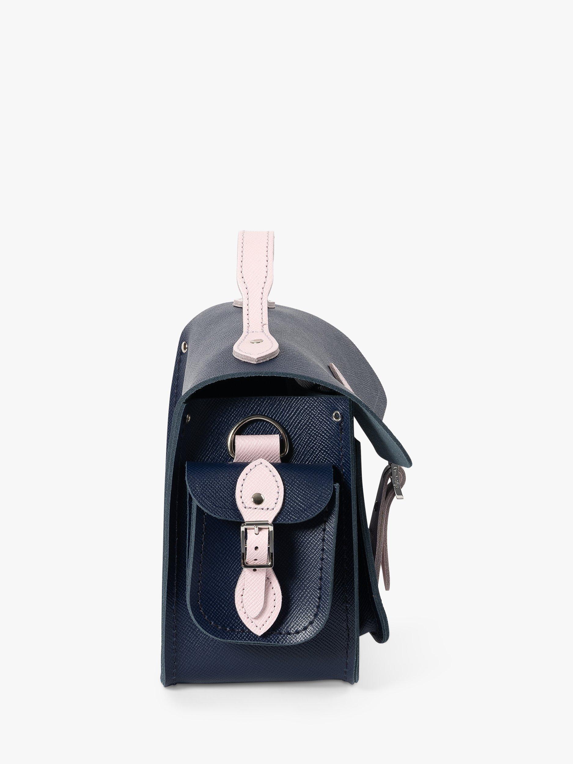 Product image 4 of 9, which shows Cambridge Satchel The Small Traveller Leather Bag, Blueberry Pink Saffiano
