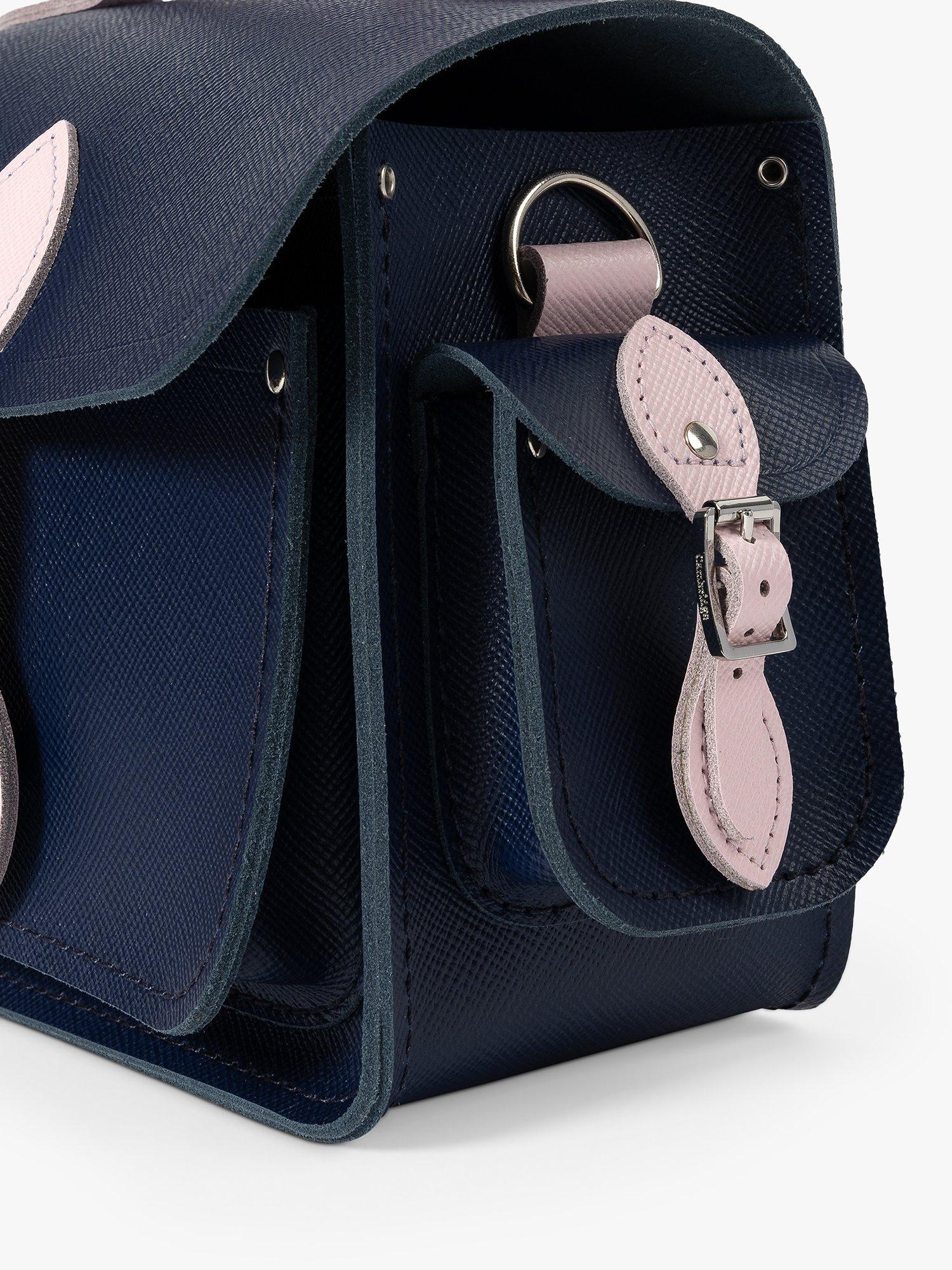 Product image 5 of 9, which shows Cambridge Satchel The Small Traveller Leather Bag, Blueberry Pink Saffiano