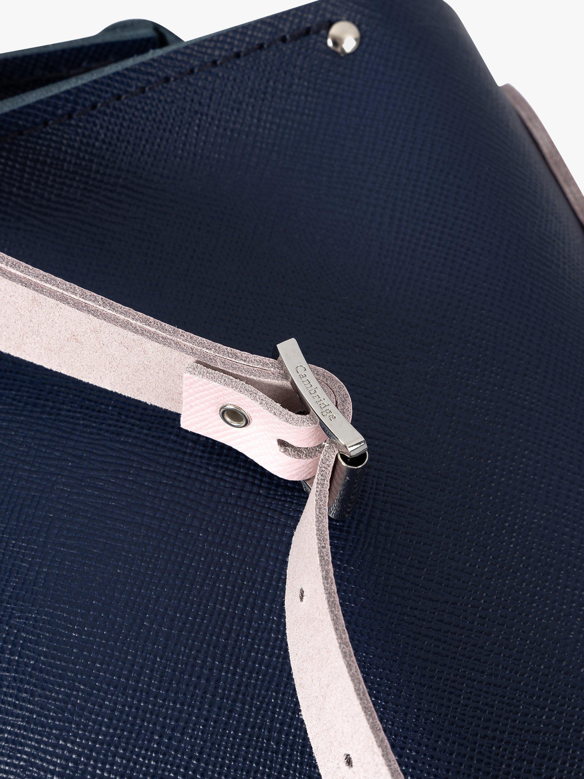 Product image 6 of 9, which shows Cambridge Satchel The Small Traveller Leather Bag, Blueberry Pink Saffiano