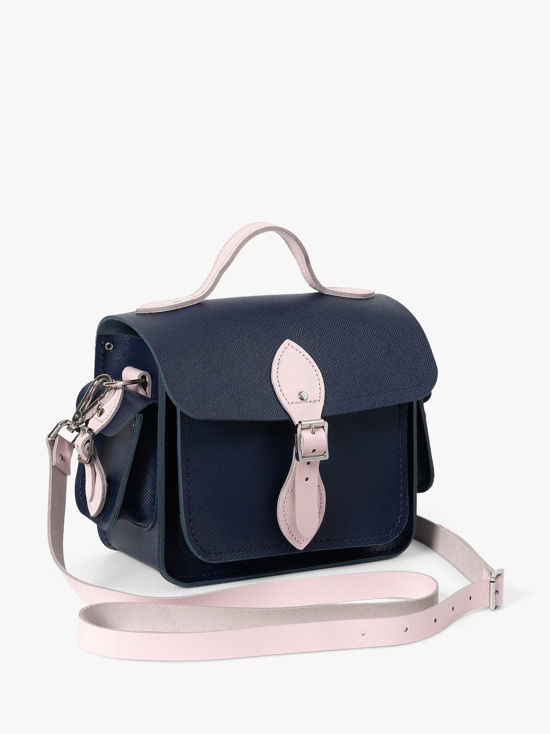 Product image 7 of 9, which shows Cambridge Satchel The Small Traveller Leather Bag, Blueberry Pink Saffiano