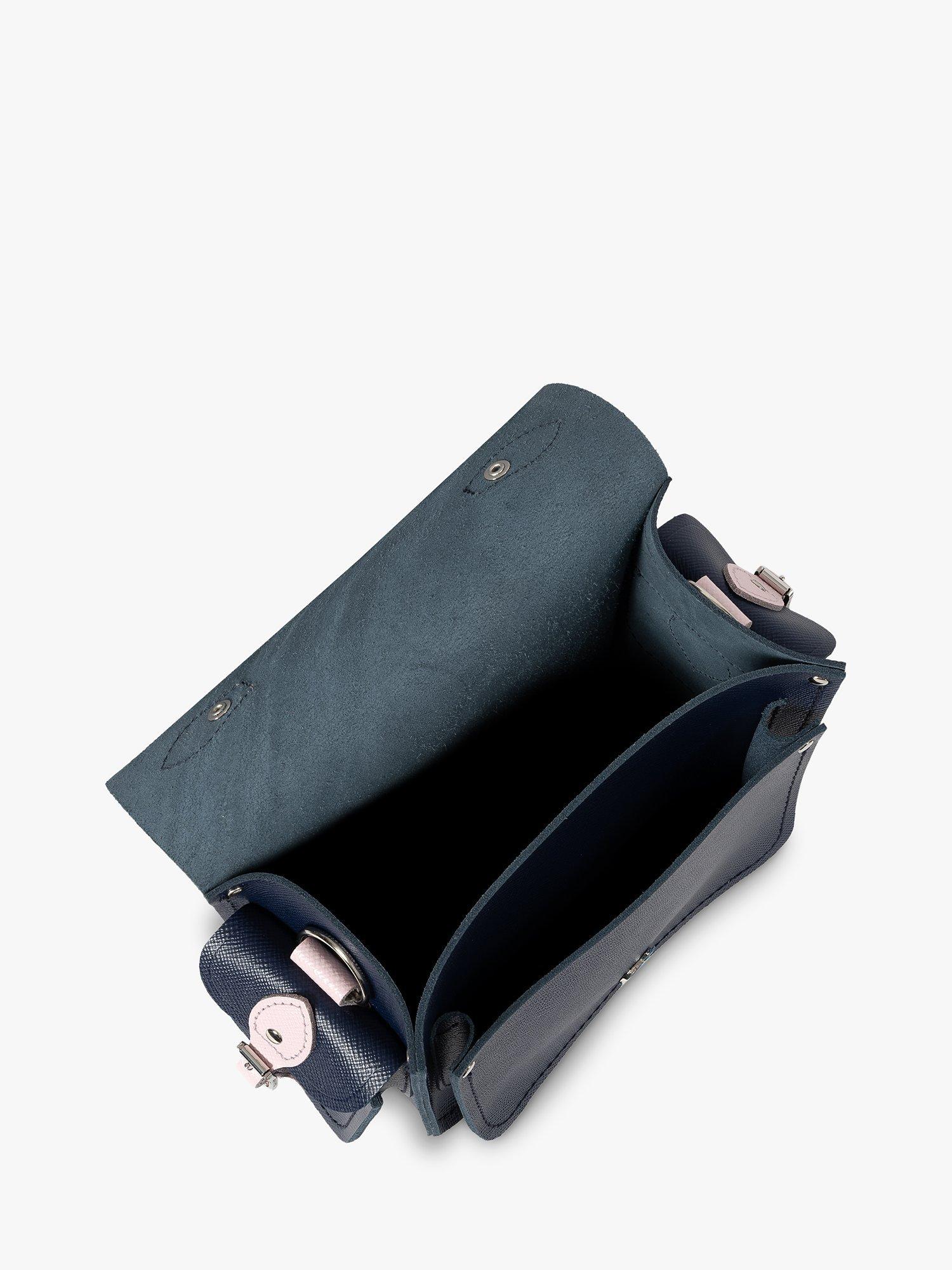 Product image 8 of 9, which shows Cambridge Satchel The Small Traveller Leather Bag, Blueberry Pink Saffiano