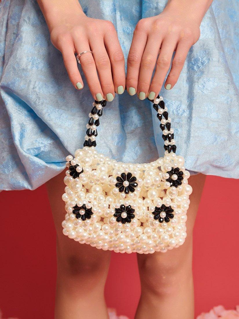 Sister Jane Dream Brooke Pearl Beaded Mini Bag, Ivory