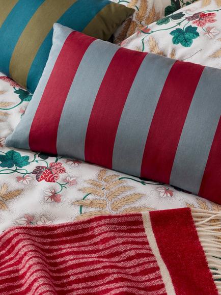 John Lewis X Collagerie Satin Stripe Cushion - view 2, Olive