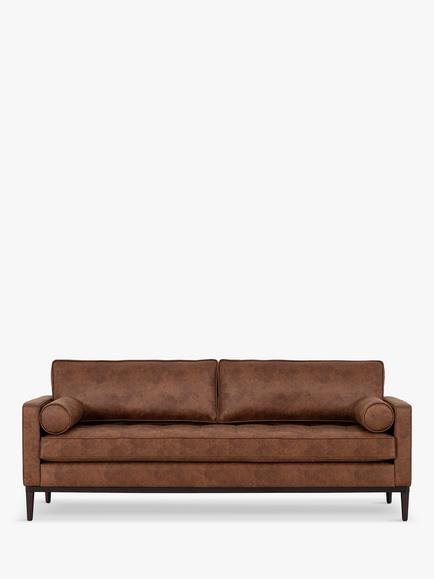 Swyft Model 02 Large 3 Seater Sofa Bed, Dark Leg, Faux Leather Chestnut, Faux Leather Chestnut