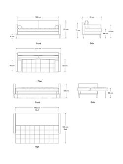 Swyft Model 02 Large 3 Seater Sofa Bed, Dark Leg - view 2, Linen Seaglass