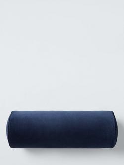 John Lewis Cotton Velvet Bolster Cushion, Navy