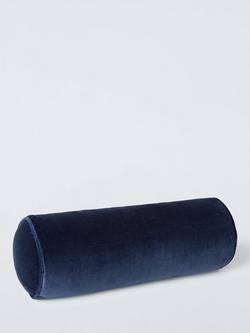 John Lewis Cotton Velvet Bolster Cushion - view 2, Navy