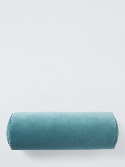John Lewis Cotton Velvet Bolster Cushion, Teal, Soft Teal
