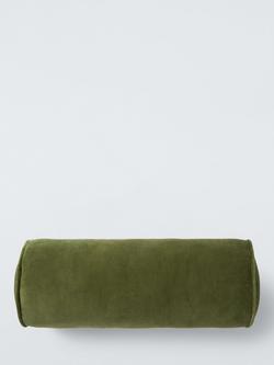 John Lewis Cotton Velvet Bolster Cushion, Olive