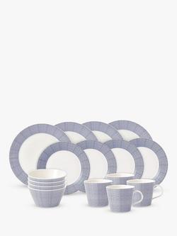 Royal Doulton Pacific Dot Porcelain Dinnerware Set, 16 Piece, Blue, Blue