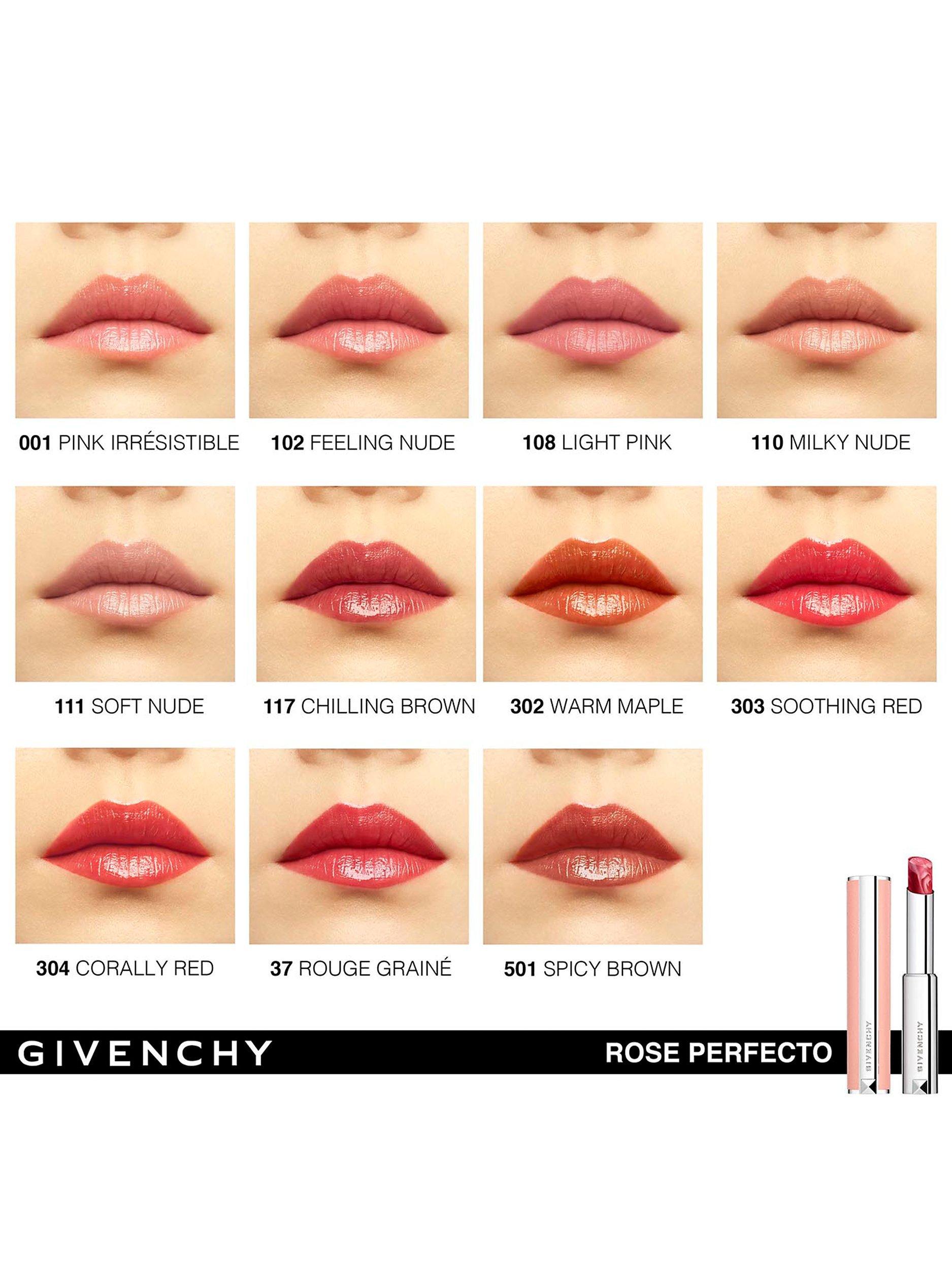 Product image 6 of 7, which shows Givenchy Rose Perfecto Beautifying Lip Balm, N304 Coral Red