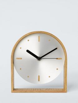 John Lewis Mid-Century Mantel Clock, Brushed Aluminium/Natural, Brushed Aluminium