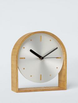 John Lewis Mid-Century Mantel Clock, Brushed Aluminium/Natural - view 2, Brushed Aluminium