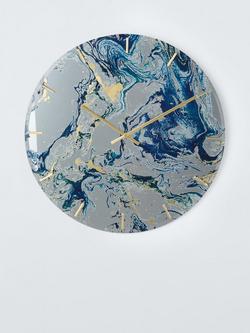 John Lewis Marble Print Analogue Wall Clock, 50cm, Navy, Navy