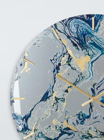 John Lewis Marble Print Analogue Wall Clock, 50cm, Navy - view 2, Navy