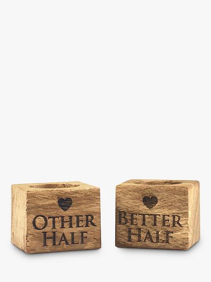 Selbrae House Better Half Oak Wood Egg Cups, Set of 2, Natural